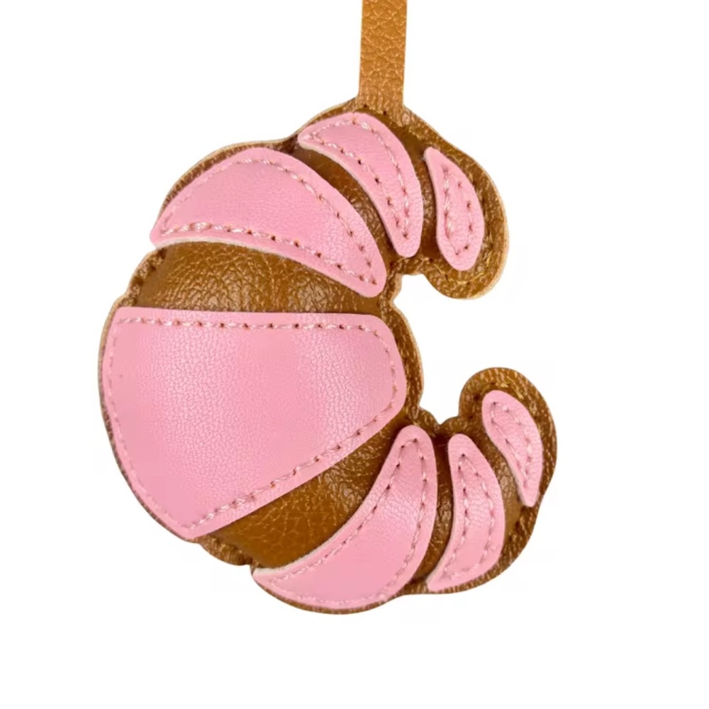 Croissant Bag Charm - PINK/BROWN